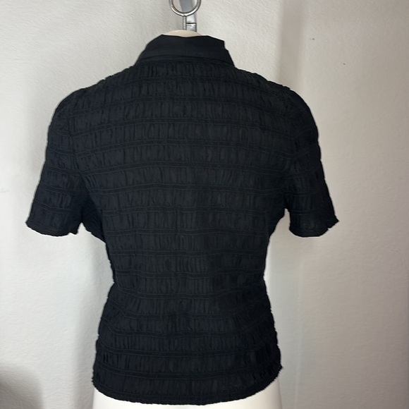J. Crew Smocked button up shirt in cotton blend voile in black size M - Picture 6 of 9